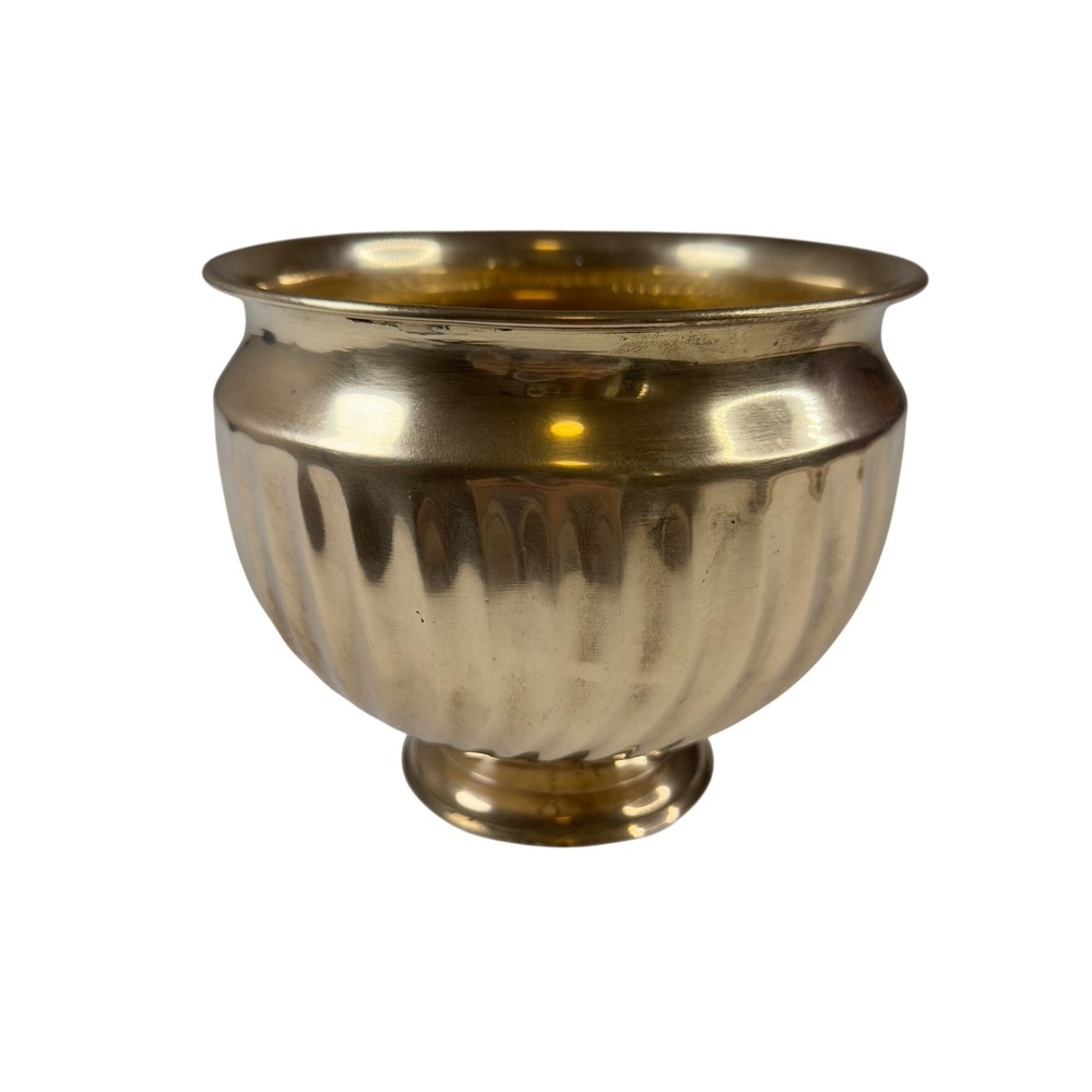 Vintage Brass‎ Fluted Pedestal Bowl Decorative Tabletop Accent Decor